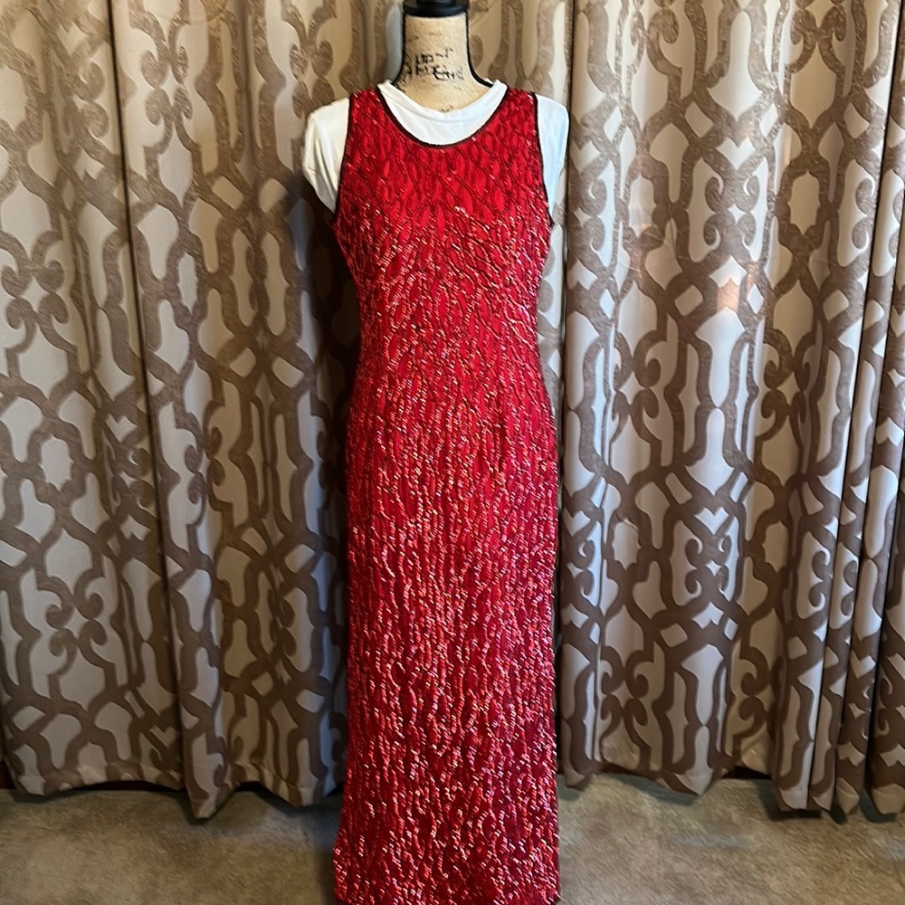 Red sequin party dress